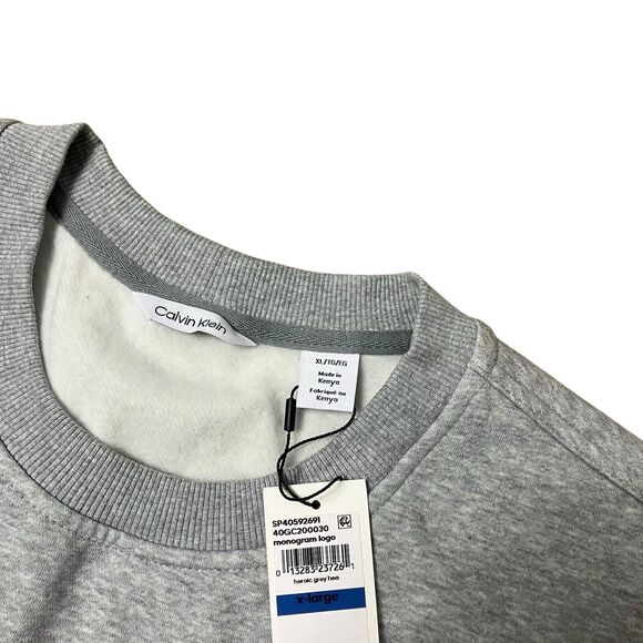 Calvin Klein Sweatshirt Mens XL Grey Long Sleeve Casual Crewneck Streetwear - Picture 5 of 12